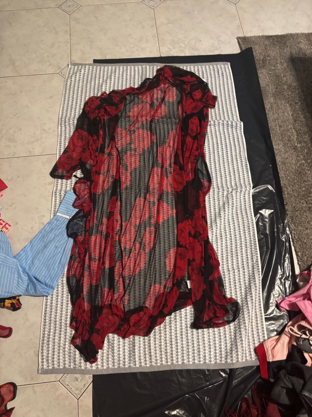 Vibe Black Sheer Blouse with Red Rose Print Bad Ass B---- that's gonna kill it - Picture 6 of 7